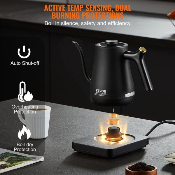 Cooking Equipment | Electric Gooseneck Kettle 1L, Temperature Control Pour Over Coffee Kettle with 5 Variable Presets, 304 Food Grade Stainless Steel Hot Water Tea Boiler & Boil-Dry Protection, Keep Warm, 1200W Cooking Equipment Cooking Equipment