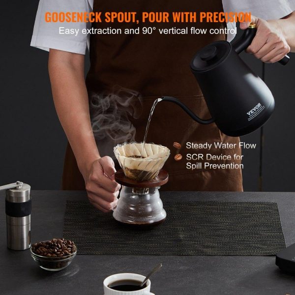 Cooking Equipment | Electric Gooseneck Kettle 1L, Temperature Control Pour Over Coffee Kettle with 5 Variable Presets, 304 Food Grade Stainless Steel Hot Water Tea Boiler & Boil-Dry Protection, Keep Warm, 1200W Cooking Equipment Cooking Equipment