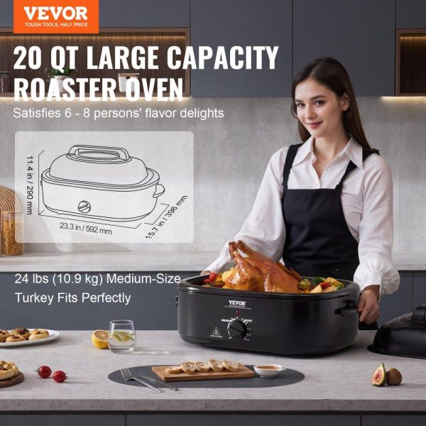 Cooking Equipment | Electric Roaster Oven, 20 QT Turkey Roaster Oven with Self-Basting Lid, 1450W Roaster Oven with Defrost & Warm Function, Adjustable Temperature, Removable Pan & Rack, Fits Turkeys Up to 24LBS Cooking Equipment Cooking Equipment