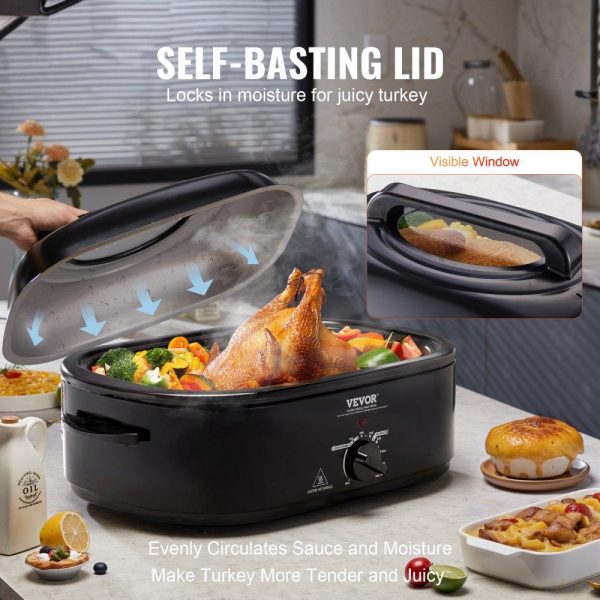 Cooking Equipment | Electric Roaster Oven, 20 QT Turkey Roaster Oven with Self-Basting Lid, 1450W Roaster Oven with Defrost & Warm Function, Adjustable Temperature, Removable Pan & Rack, Fits Turkeys Up to 24LBS Cooking Equipment Cooking Equipment