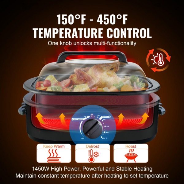 Cooking Equipment | Electric Roaster Oven, 20 QT Turkey Roaster Oven with Self-Basting Lid, 1450W Roaster Oven with Defrost & Warm Function, Adjustable Temperature, Removable Pan & Rack, Fits Turkeys Up to 24LBS Cooking Equipment Cooking Equipment