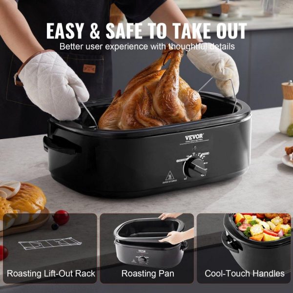 Cooking Equipment | Electric Roaster Oven, 20 QT Turkey Roaster Oven with Self-Basting Lid, 1450W Roaster Oven with Defrost & Warm Function, Adjustable Temperature, Removable Pan & Rack, Fits Turkeys Up to 24LBS Cooking Equipment Cooking Equipment