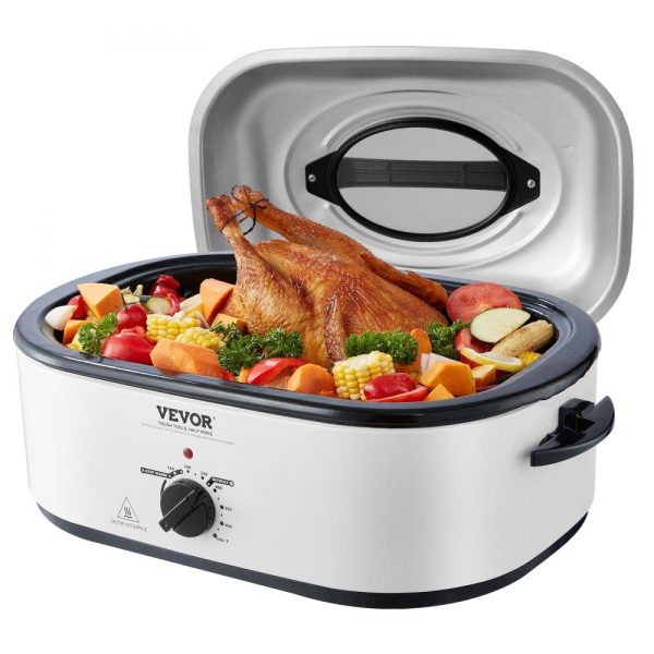 Cooking Equipment | Electric Roaster Oven, 22 QT Turkey Roaster Oven with Self-Basting Lid, 1450W Roaster Oven with Defrost & Warm Function, Adjustable Temp, Removable Pan & Rack, Fits Turkeys Up to 26LBS, White Cooking Equipment Cooking Equipment