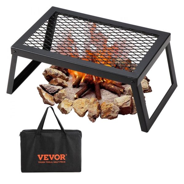 Cooking Equipment | Folding Campfire Grill, Heavy Duty Steel Mesh Grate, 18″ Portable Camping Grates Over Fire Pit, Camp Fire Cooking Equipment with Legs Carrying Bag, Grilling Rack for Outdoor Open Flame Cooking Cooking Equipment Cooking Equipment