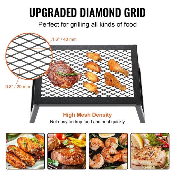 Cooking Equipment | Folding Campfire Grill, Heavy Duty Steel Mesh Grate, 18″ Portable Camping Grates Over Fire Pit, Camp Fire Cooking Equipment with Legs Carrying Bag, Grilling Rack for Outdoor Open Flame Cooking Cooking Equipment Cooking Equipment