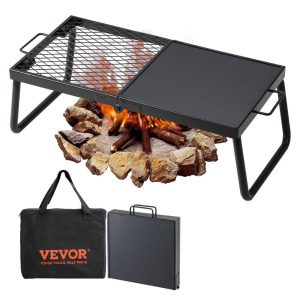 Cooking Equipment | Folding Campfire Grill, Heavy Duty Steel Mesh Grate, 22.4″ Portable Camping Grates Over Fire Pit, Camp Fire Cooking Equipment with Legs Carrying Bag, Grilling Rack for Outdoor Open Flame Cooking Cooking Equipment Cooking Equipment