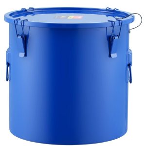 Cooking Equipment | Fryer Grease Bucket, 10 Gal Oil Disposal Caddy Carbon Steel Fryer Oil Bucket with Rust-Proof Coating, Oil Transport Container with Lid, Lock Clips, Filter Bag for Hot Cooking Oil Filtering, Blue Cooking Equipment Cooking Equipment