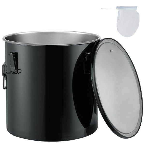 Cooking Equipment | Fryer Grease Bucket, 10 Gal Oil Disposal Caddy Stainless Steel Fryer Oil Bucket Rust-Proof Coating, Oil Transport Container with Lid, Lock Clips, Filter Bag for Hot Cooking Oil Filtering, Black Cooking Equipment Cooking Equipment