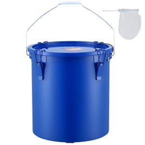 Cooking Equipment | Fryer Grease Bucket, 6 Gal Oil Disposal Caddy Carbon Steel Fryer Oil Bucket with Rust-Proof Coating, Oil Transport Container with Lid, Lock Clips, Filter Bag for Hot Cooking Oil Filtering, Blue Cooking Equipment Cooking Equipment