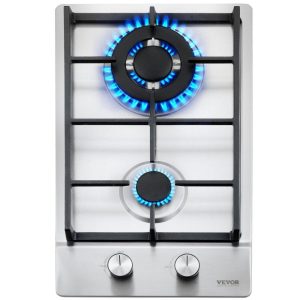 Cooking Equipment | Gas Cooktop 12 inch, Max 12250BTU 2 Burners Built-in Stainless Steel Gas Stove Top, LPG/NG Convertible Dual Fuel Natural Gas Hob with Thermocouple Protection Cooking Equipment Cooking Equipment