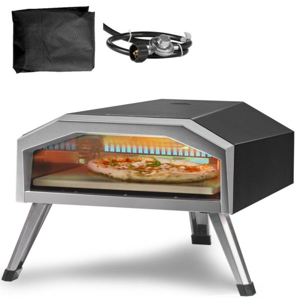 Cooking Equipment | Gas Pizza Oven, 13-inch Outdoor Pizza Oven, Thick Stainless Steel Propane Pizza Maker with Pizza Stone, Portable Outside Gas Pizza Grill for Backyard Camping Picnic, CSA Certified Cooking Equipment Cooking Equipment