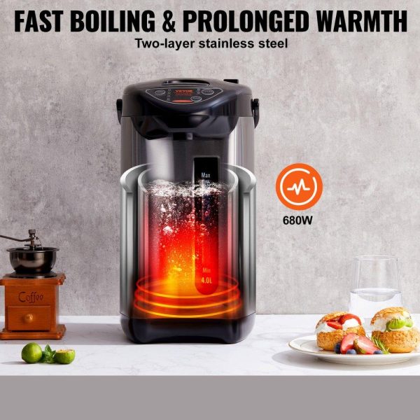 Cooking Equipment | Hot Water Dispenser, Adjustable 4 Temperatures Water Boiler and Warmer, 304 Stainless Steel Countertop Water Heater, 3-Way Dispense for Tea, Coffee and Baby Formula, 4L/135 oz Cooking Equipment Cooking Equipment