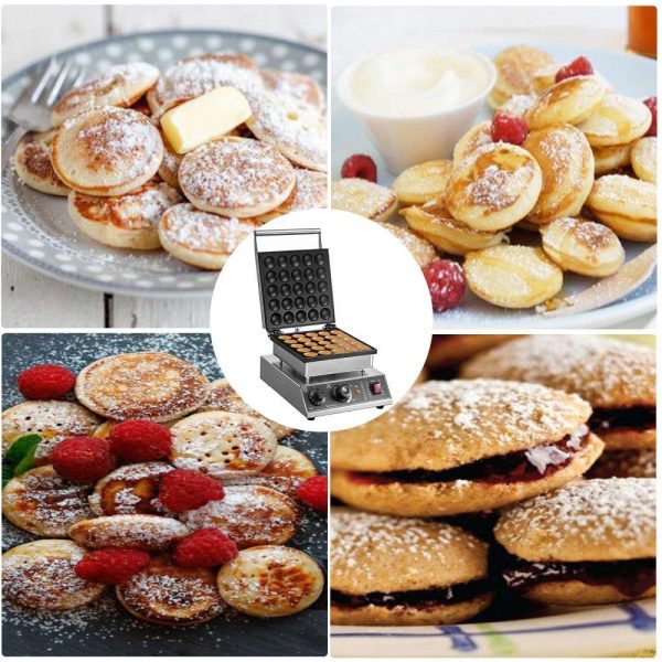 Cooking Equipment | Mini Dutch Pancake Maker, 1.7-Inch Diameter Mini Pancake Poffertjes Machine Electric Poffertjes for 25PCs Round Pancakes, 850W Commercial Pancake Maker, 50-300℃ Poffertjes Maker, Stainless Steel Cooking Equipment Cooking Equipment