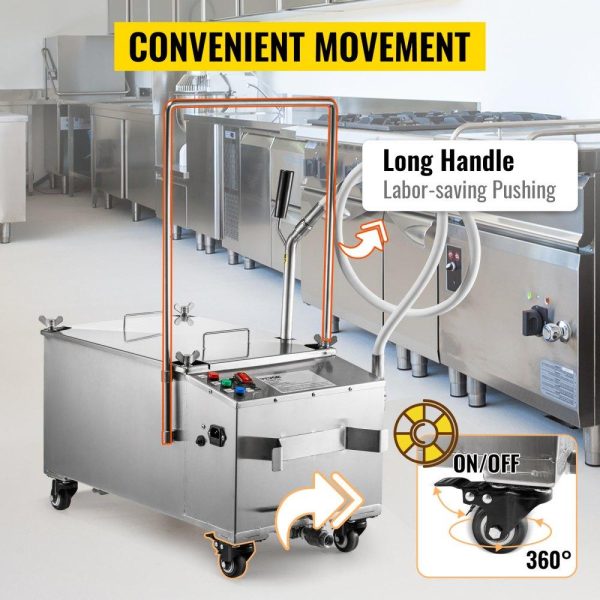 Cooking Equipment | Mobile Fryer Filter, 116 LBS/58 L/15.32 Gal Capacity, 300W Oil Filtration System with 5 L/min Flow Rate, Frying Oil Filtering System with 10 L/min Pump Wheels Oil Hose, 110V/60Hz Cooking Equipment Cooking Equipment