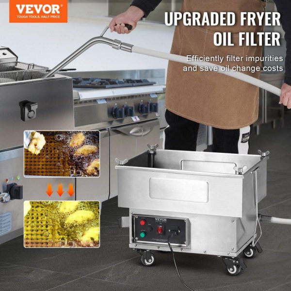 Cooking Equipment | Mobile Fryer Filter, 18L Oil Tank Capacity, Oil Filtration System with 10 L/min Oil Filtration Speed, Mobile Frying Oil Filtering System with Swivel Wheels, Oil Hose for Restaurant Burger Stores Cooking Equipment Cooking Equipment