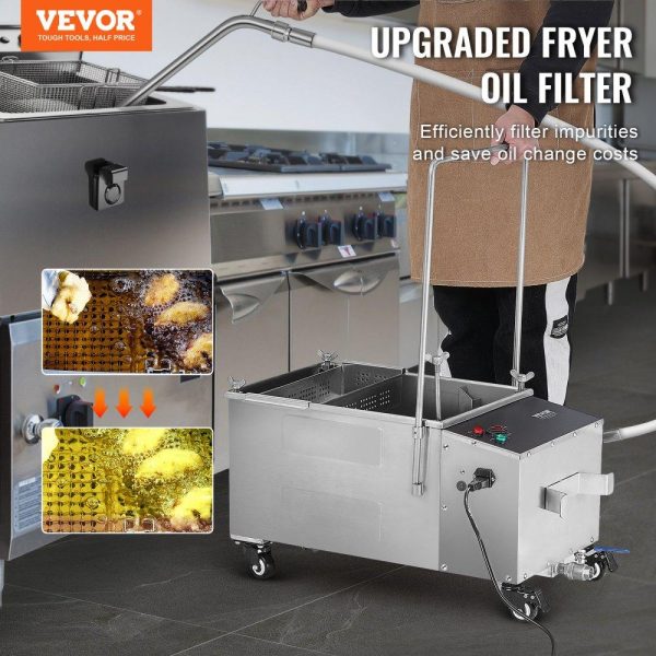 Cooking Equipment | Mobile Fryer Filter, 38L Oil Tank Capacity, Oil Filtration System with 10 L/min Oil Filtration Speed, Mobile Frying Oil Filtering System with Swivel Wheels, Oil Hose for Restaurant Burger Stores Cooking Equipment Cooking Equipment