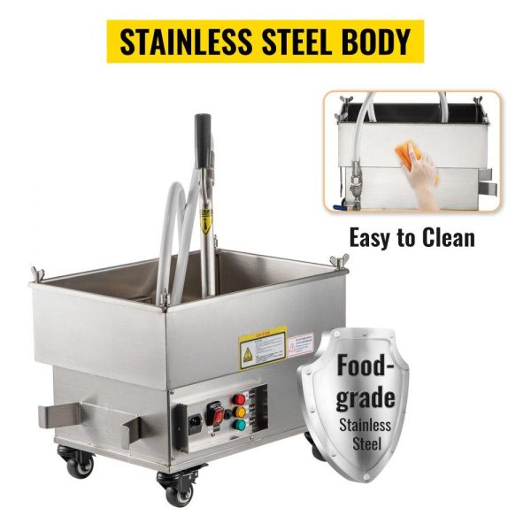 Cooking Equipment | Mobile Fryer Filter, 44 LBS/22 L/5.8 Gal Capacity, 300W Oil Filtration System with 5 L/min Flow Rate, Mobile Frying Oil Filtering System with 10 L/min Pump & Oil Hose, 110V/60Hz Cooking Equipment Cooking Equipment