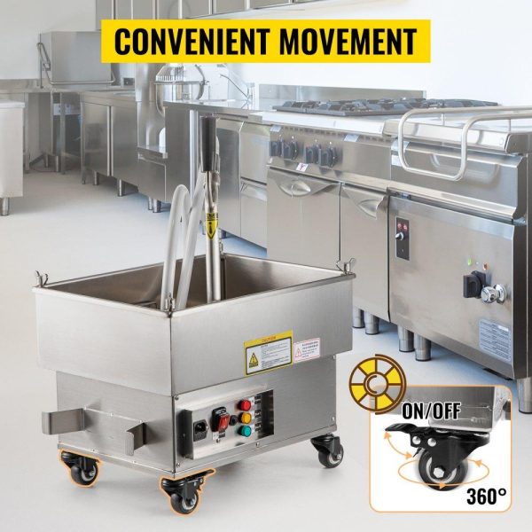 Cooking Equipment | Mobile Fryer Filter, 44 LBS/22 L/5.8 Gal Capacity, 300W Oil Filtration System with 5 L/min Flow Rate, Mobile Frying Oil Filtering System with 10 L/min Pump & Oil Hose, 110V/60Hz Cooking Equipment Cooking Equipment