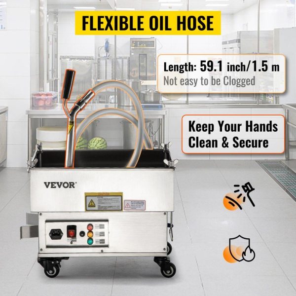 Cooking Equipment | Mobile Fryer Filter, 44 LBS/22 L/5.8 Gal Capacity, 300W Oil Filtration System with 5 L/min Flow Rate, Mobile Frying Oil Filtering System with 10 L/min Pump & Oil Hose, 110V/60Hz Cooking Equipment Cooking Equipment