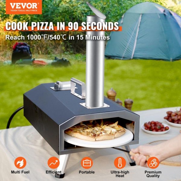 Cooking Equipment | Multi-fuel Outdoor Pizza Oven, 12 inch Wood Fired & Gas Pizza Maker with Rotating Pizza Stone, Propane Pellet Dual Fuel Pizza Grill for Backyard, Portable Pizza Ovens for Outside, CSF Certified Cooking Equipment Cooking Equipment