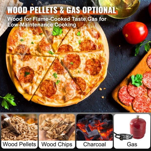 Cooking Equipment | Multi-fuel Outdoor Pizza Oven, 12 inch Wood Fired & Gas Pizza Maker with Rotating Pizza Stone, Propane Pellet Dual Fuel Pizza Grill for Backyard, Portable Pizza Ovens for Outside, CSF Certified Cooking Equipment Cooking Equipment