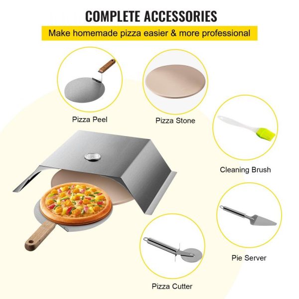 Cooking Equipment | Pizza Oven Kit, Stainless Steel Grill Pizza Oven, Pizza Maker Kit for Most 22″ Charcoal Grilll, Grill Pizza Oven Kit Including Pizza Chamber, 13″ Round Pizza Stone, 10 x 11.8 inch Pizza Peel Cooking Equipment Cooking Equipment