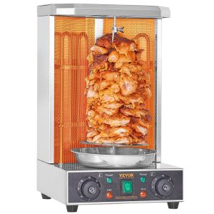 Cooking Equipment | Shawarma Grill Machine, 13 lbs Capacity, Chicken Shawarma Cooker Machine with 2 Burners, Electric Vertical Broiler Gyro Rotisserie Oven Doner Kebab Machine, for Home Restaurant Kitchen Parties Cooking Equipment Cooking Equipment