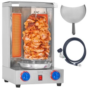 Cooking Equipment | Shawarma Grill Machine, 13 lbs Capacity, Chicken Shawarma Cooker Machine with 2 Burners, Gas Vertical Broiler Gyro Rotisserie Oven Doner Kebab Machine, for Home Restaurant Kitchen Parties Cooking Equipment Cooking Equipment