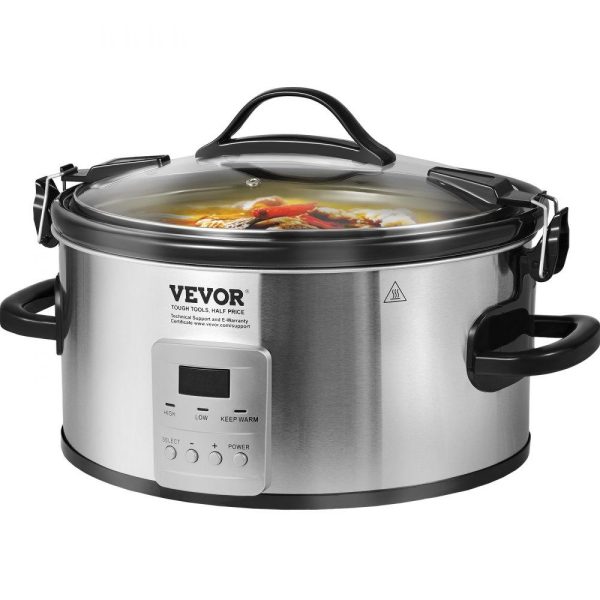 Cooking Equipment | Slow Cooker, 6QT 240W Electric Slow Cooker Pot with 3-Level Heat Settings, Digital Slow Cookers with 20 Hours Max Timer, Locking Lid, Ceramic Inner Pot for Home/Commercial Use Cooking Equipment Cooking Equipment