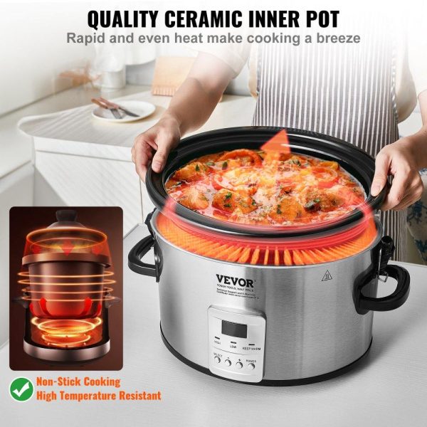 Cooking Equipment | Slow Cooker, 8QT 320W Electric Slow Cooker Pot with 3-Level Heat Settings Digital Slow Cookers with 20 Hours Max Timer, Locking Lid, Ceramic Inner Pot for Home/Commercial Use Cooking Equipment Cooking Equipment