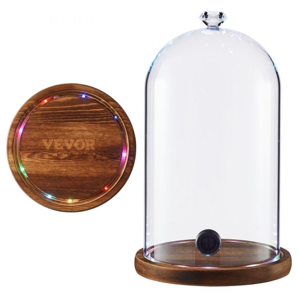 Cooking Equipment | Smoking Cloche, 6.9 inch Glass Dome Cover with Wooden Base, Smoker Gun Smoke Infuser Accessory for Plates, Bowls, and Glasses, Specialized Cloche Dome Cover Lid for Cocktails Drinks Foods, Clear Cooking Equipment Cooking Equipment