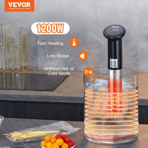 Cooking Equipment | Sous Vide Machine, Bluetooth Wi-Fi Connect App Control Sous Vide Cooker, 1200W Immersion Circulator, Digital Display Control, 86-203℉ Temperature and Timer, IPX7 Waterproof, Fast Heating Cooking Equipment Cooking Equipment