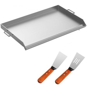 Cooking Equipment | Stainless Steel Griddle,32″ X 17″ Universal Flat Top Rectangular Plate , BBQ Charcoal/Gas Grill with 2 Handles and Grease Groove with Hole，Grills for Camping, Tailgating and Parties . Cooking Equipment Cooking Equipment