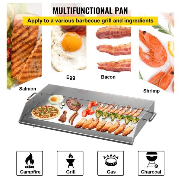 Cooking Equipment | Stainless Steel Griddle,36″ x 22″ Universal Flat Top Rectangular Plate, BBQ Charcoal/Gas Non-Stick Grill with 2 Handles and Grease Groove with Hole?Grills for Camping, Tailgating and Parties Cooking Equipment Cooking Equipment