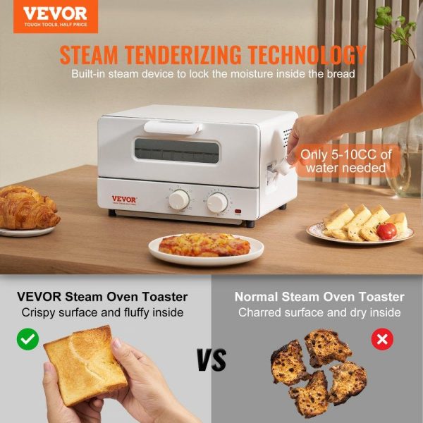 Cooking Equipment | Steam Oven Toaster, 12L Countertop Convection Oven, 1300W 5 In 1 Steam Toaster Oven, 7 Cooking Modes Air Fryer Convection Oven Combo with Baking Grill, Ash Tray for Sandwich, Bread, Pizza Cooking Equipment Cooking Equipment