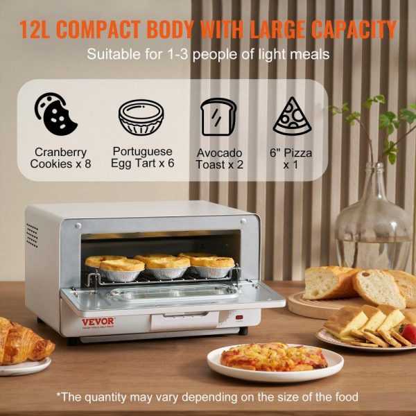 Cooking Equipment | Steam Oven Toaster, 12L Countertop Convection Oven, 1300W 5 In 1 Steam Toaster Oven, 7 Cooking Modes Air Fryer Convection Oven Combo with Baking Grill, Ash Tray for Sandwich, Bread, Pizza Cooking Equipment Cooking Equipment