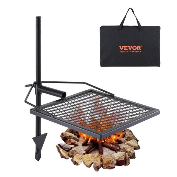 Cooking Equipment | Swivel Campfire Grill, Fire Pit Grill Grate over Fire Pits, Heavy Duty Steel Grill Grates, 360° Adjustable Open Fire Outdoor Cooking Equipment, Portable Camp Fire Racks for Camping Outdoor BBQ Cooking Equipment Cooking Equipment