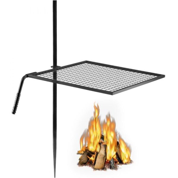 Cooking Equipment | Swivel Grill, Heavy Duty Steel Campfire Grill,Single Layer Open Fire Grill, 24″ x 24″ Campfire Swivel Grill with Heat Dissipation Handle, Campfire Grill Stake for Outdoor Open Flame Cooking Cooking Equipment Cooking Equipment