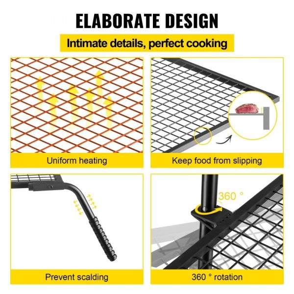 Cooking Equipment | Swivel Grill, Heavy Duty Steel Campfire Grill,Single Layer Open Fire Grill, 24″ x 24″ Campfire Swivel Grill with Heat Dissipation Handle, Campfire Grill Stake for Outdoor Open Flame Cooking Cooking Equipment Cooking Equipment