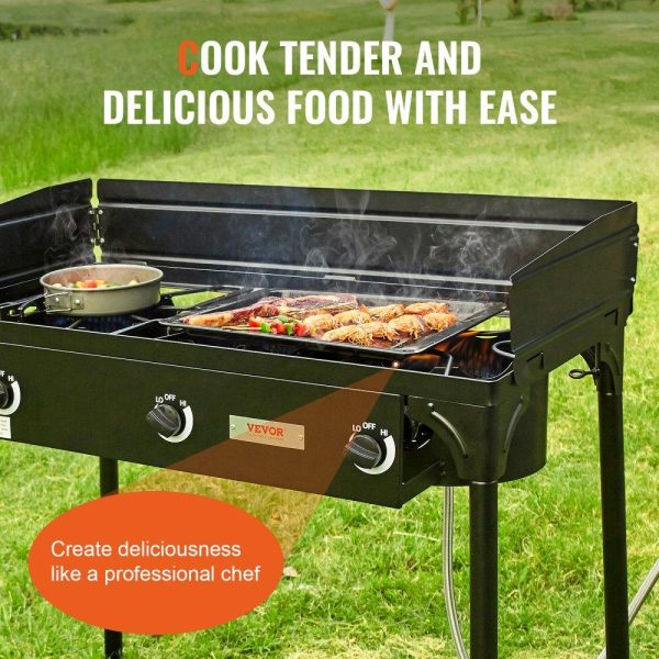 Cooking Equipment | Triple Burner Outdoor Camping Stove, 90,000-BTU Camping Modular Cooking Stove, Heavy Duty Carbon Steel Gas Cooker with Detachable Legs Stand & PSI Regulator, for BBQ Home Camp Patio RV Cooking Cooking Equipment Cooking Equipment