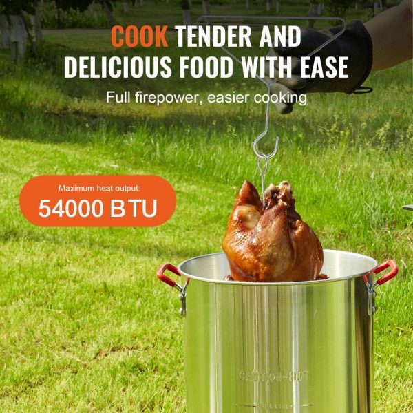 Cooking Equipment | Turkey Deep Fryer, 30-qt Turkey & 10-qt Fish Steamer Cooker Set, Outdoor Aluminum Seafood Frying Pot, 54,000 BTU Burner Propane Gas Boiler, Includes Baskets, Perforated Poultry Rack, Thermometer Cooking Equipment Cooking Equipment