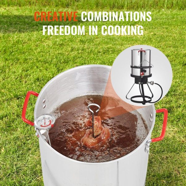 Cooking Equipment | Turkey Deep Fryer, 30-qt Turkey Fryer Boiler Steamer Cooker Set, Outdoor Aluminum Seafood Frying Pot, 54,000 BTU Burner Propane Gas Boiler, Includes Basket, Perforated Poultry Rack, Thermometer Cooking Equipment Cooking Equipment