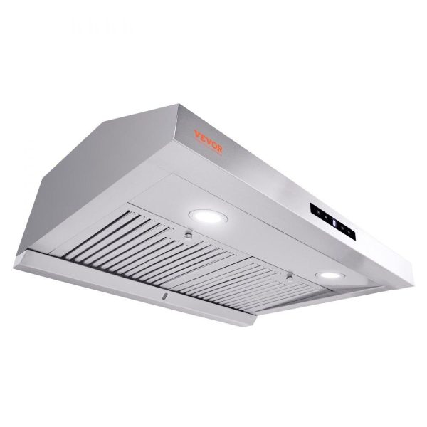 Cooking Equipment | Under Cabinet Range Hood, Dual Motors Ductless Kitchen Stove Vent, Stainless Steel Permanent Filter with 3-Speed Exhaust Fan, 2 Baffle Filters, LED Lights, Touch Control Panel, Silver (30 inch) Cooking Equipment Cooking Equipment