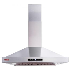 Cooking Equipment | Wall Mount Range Hood, Ductless Chimney-Style Kitchen Stove Vent, Stainless Steel Permanent Filter with 3-Speed Exhaust Fan, 2 Baffle Filters, LED Lights, Touch Control Panel (30 inch) Cooking Equipment Cooking Equipment