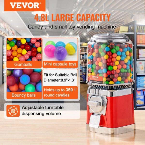 Food Display & Merchandising Equipment | 16″H Gumball Machine Vending Coin Bank Vintage Candy Dispenser PC Red Red Food Display & Merchandising Equipment Food Display & Merchandising Equipment