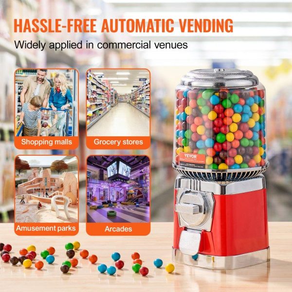 Food Display & Merchandising Equipment | 16″H Gumball Machine Vending Coin Bank Vintage Candy Dispenser PC Red Red Food Display & Merchandising Equipment Food Display & Merchandising Equipment