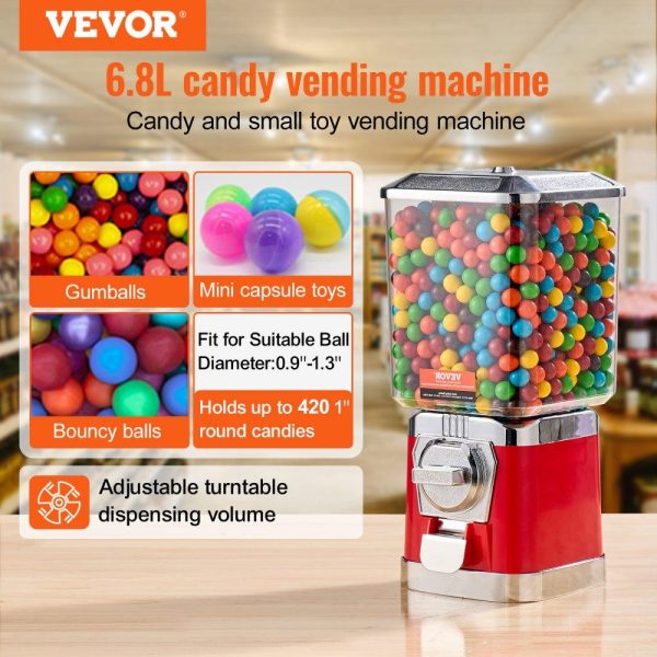 Food Display & Merchandising Equipment | 17″H Gumball Machine Vending Coin Bank Vintage Candy Dispenser PC Red Red Food Display & Merchandising Equipment Food Display & Merchandising Equipment