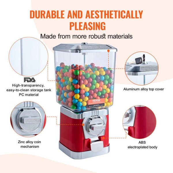 Food Display & Merchandising Equipment | 17″H Gumball Machine Vending Coin Bank Vintage Candy Dispenser PC Red Red Food Display & Merchandising Equipment Food Display & Merchandising Equipment