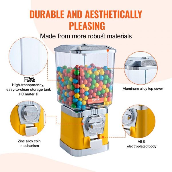 Food Display & Merchandising Equipment | 17″H Gumball Machine Vending Coin Bank Vintage Candy Dispenser PC Yellow Yellow Food Display & Merchandising Equipment Food Display & Merchandising Equipment