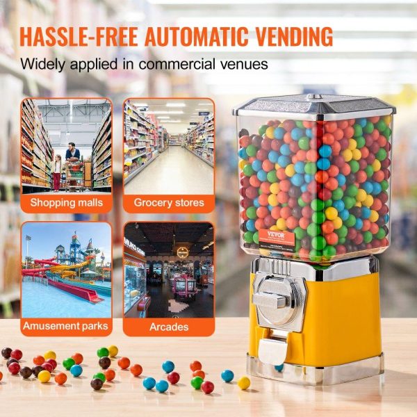 Food Display & Merchandising Equipment | 17″H Gumball Machine Vending Coin Bank Vintage Candy Dispenser PC Yellow Yellow Food Display & Merchandising Equipment Food Display & Merchandising Equipment